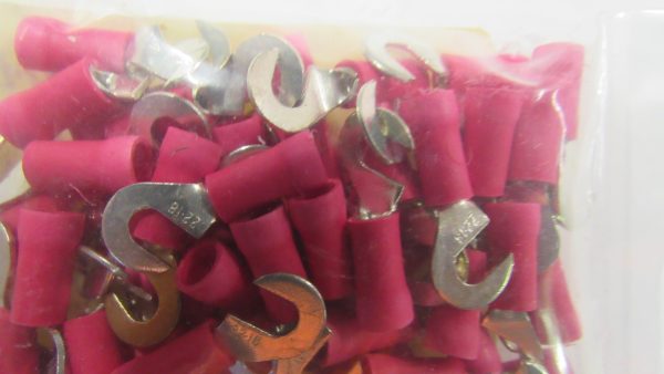 Hook Terminal. Red Insulated. Hook Size # 6.  Wire Size 18-22