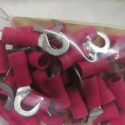 Hook Terminal. Red Insulated. Hook Size # 8.  Wire Size 18-22