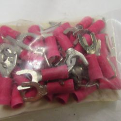 Spade Terminal. Red Insulated. Spade Size # 10.  Wire Size 18-22