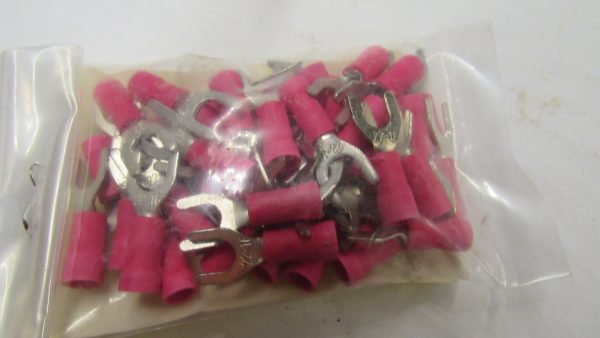 Spade Terminal. Red Insulated. Spade Size # 10.  Wire Size 18-22
