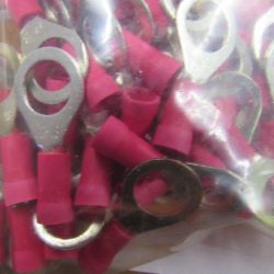 Ring Terminal. Red Insulated. Ring Size 5/16".  Wire Size 18-22. P/N 9859
