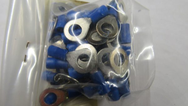 Ring Terminal. Blue Insulated. Ring Size 1/4".  Wire Size 14-16. P/N 9863