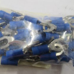 Spade Terminal. Blue Insulated. Spade Size # 10.  Wire Size 14-16.