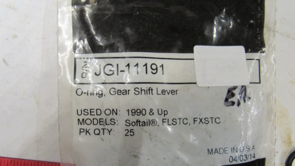 Harley Evolution, Twin-Cam Softail Shifter Lever O-Ring. 1990-2006 . P/N 11191 - Image 3