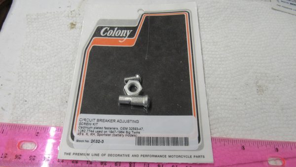 Harley Big Twins, 45 Flathead Circuit Breaker Adjusting Screw Kit. 1947-64. P/N 32593-47