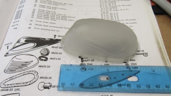 Harley Knuckle, Pan, Flathead Front Fender Glass Lamp Lens. 1935-48.  P/N 68455-35 - Image 3