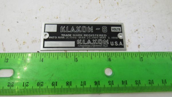 Harley, J, JD VL Indian Klaxon Horn Identification Tag *KLAXON-6*