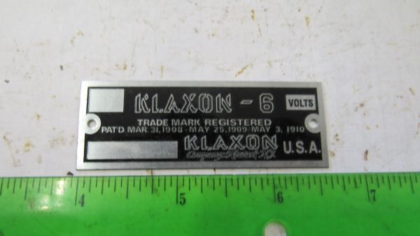 Harley, J, JD VL Indian Klaxon Horn Identification Tag *KLAXON-6* - Image 2