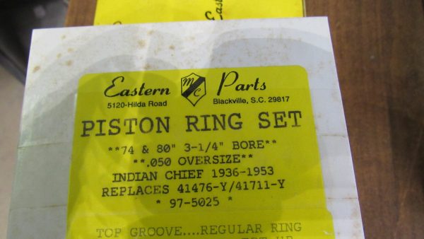 Indian Chief Motorcycle Pistons. .050 OVERSIZE.  (74")  3-1/4" Bore. 1928-48 - Image 2