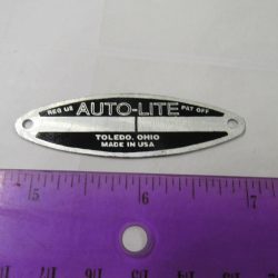 Indian Motorcycle Distributor Auto-Lite Data Plate, ID Tag.