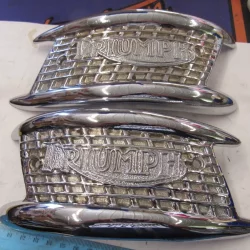 Vintage Triumph 500 650 Gas Tank Badge Set. 1957-65 P/N 82-4127 82-4128