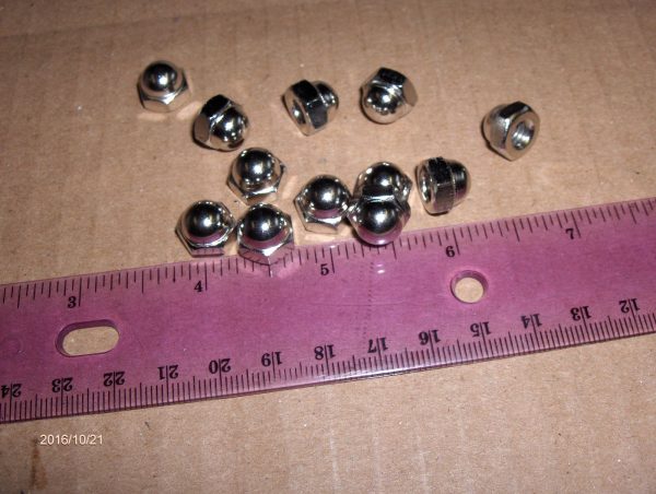 Harley,Chopper,Bobbers,Ratrods,etc., 10 Chrome Plated Acorn Nuts 1/4"x 20" UNC