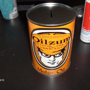 Vintage Style Metal Oilzum Quart Oil Can Coin Bank..