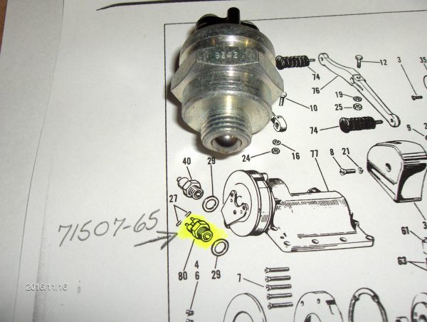 Harley Shovelhead 4 Speed Transmission Neutral Switch.. 1965-70. P/N 71507-65