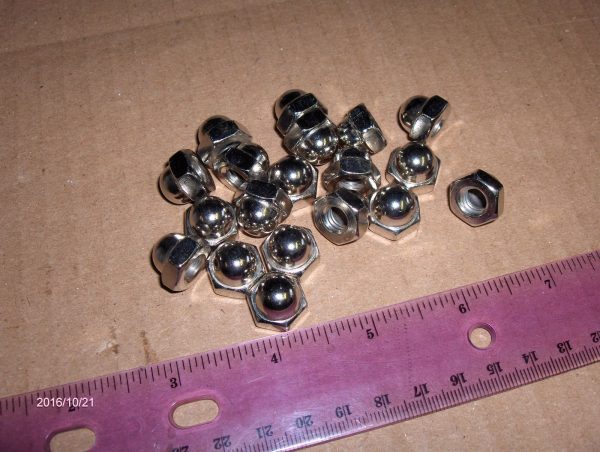 Harley,Chopper,Bobber,Ratrods,etc., 10 Nickel Plated Acorn Nuts 5/16" x 18" UNC