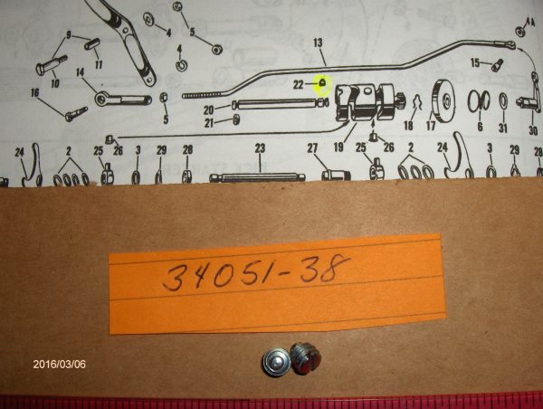 Harley 45 Flathead,Solo's & Servi-cars Tranny Shifter Cam Shaft Lock Screw. 1938-73. P/N 34051-38