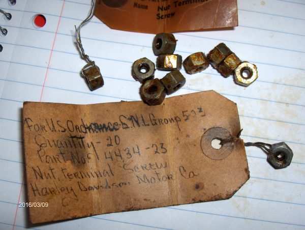 Harley 45 Flathead,Knucklehead,Panhead,VL Battery Terminal Screw Nuts "NOS"