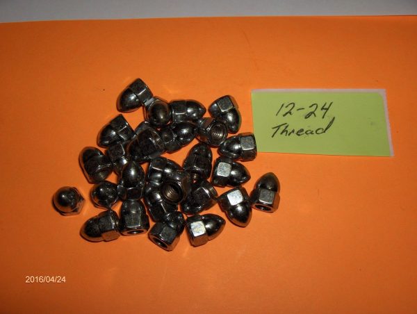 10 CHROME PLATED ACORN NUTS 12-24.. Harley,Chopper,Bobbers,Indian,etc..